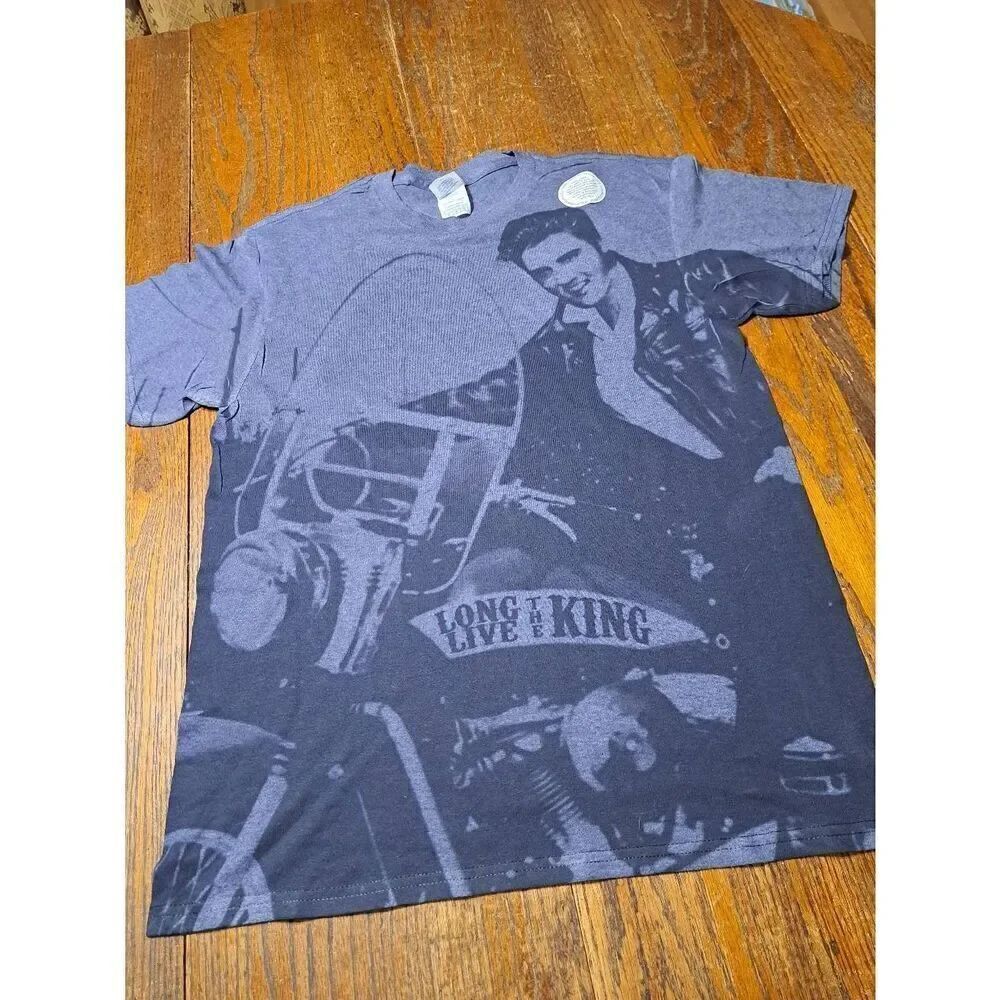New Medium Elvis on Motorcycle Long Live the King Short Sleeve Tee TShirt NWT